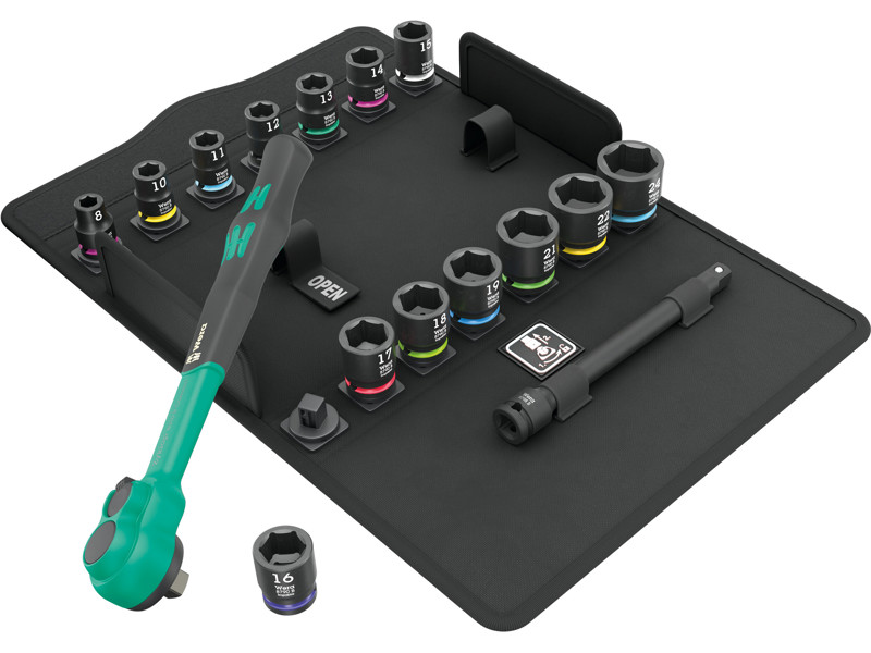 WERA ZYKLOP COMFORT SKRALDESÆT 8100 SB 12, OMSKIFTERKNAP, 3/8"-TILSLUTNING, METRISK, 16 DELE