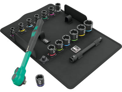 WERA ZYKLOP COMFORT SKRALDESÆT 8100 SB 12, OMSKIFTERKNAP, 3/8"-TILSLUTNING, METRISK, 16 DELE