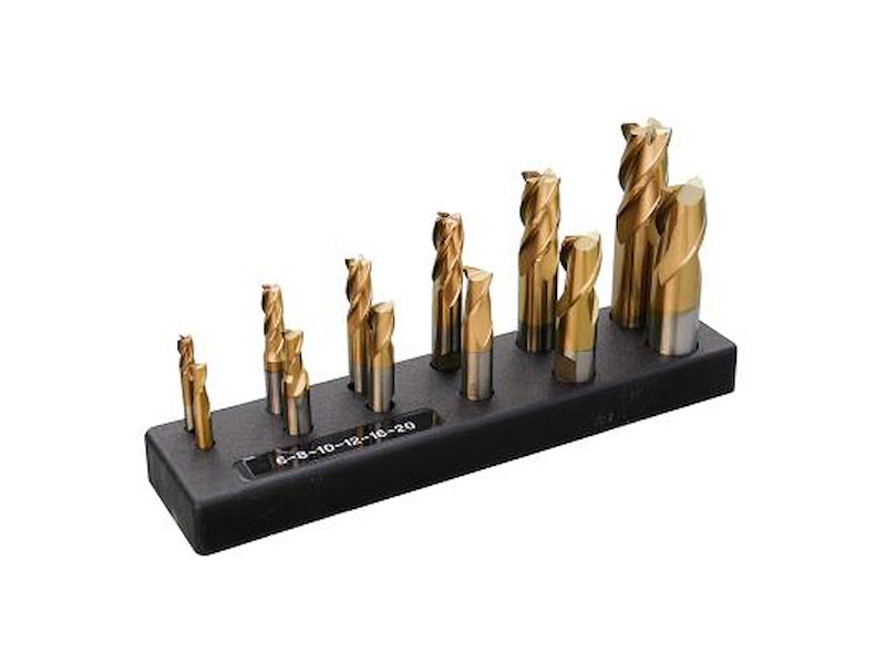 DIESELLA ENDEFRÆSERSÆT HSS-TIN 6-20MM 12 STK+HOLDER
