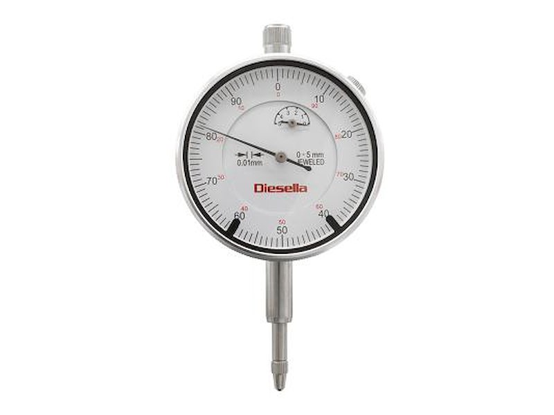 DIESELLA MÅLEUR 0-5 X 0,01 MM DIN 878 M. TOLERANCEPILE + FLAD BAGPLADE