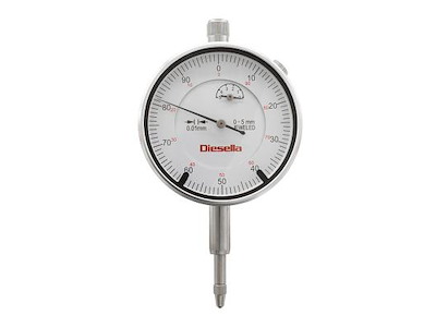 DIESELLA MÅLEUR 0-5 X 0,01 MM DIN 878 M. TOLERANCEPILE + FLAD BAGPLADE