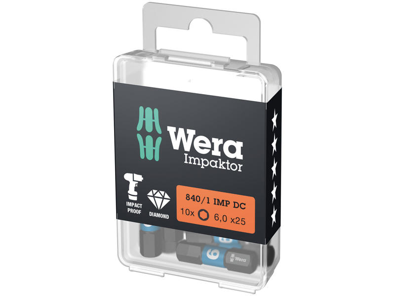 WERA IMPAKTOR BITS 840/1 IMP DC Hex-Plus DIY, 6 X 25 MM, 10 DELE