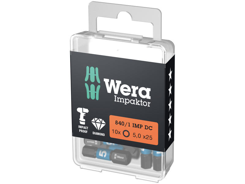 WERA IMPAKTOR BITS 840/1 IMP DC Hex-Plus DIY, 5 X 25 MM, 10 DELE