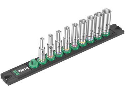 WERA TOP-MAGNETLISTE A DEEP 1 TOPNØGLEINDSATS-SÆT Socket Rail A Deep 1, 1/4"-TILSLUTNING, 9 DELE