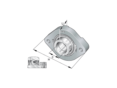 INA GLCTE15-XL OVAL FLANGE SMØRBAR+LEJE LCTE03 + GRAE 15 NPPB