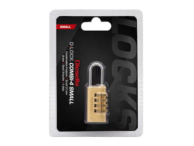 DIESELLA KODEHÆNGELÅS 21MM, MESSINGHUS/STÅLBØJLE, 4-CIFRET