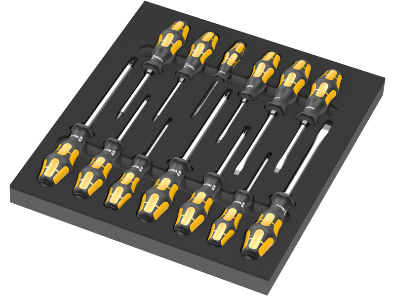 WERA SKUMGUMMIINDSATS SKRUEMEJSLEN SKRUETRÆKKER SÆT 1 9714, 13 DELE