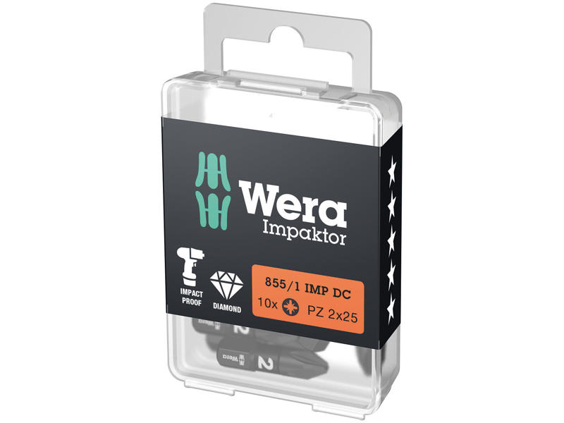 WERA IMPAKTOR BITS 855/1 IMP DC PZ DIY, PZ 2 X 25 MM, 10 DELE