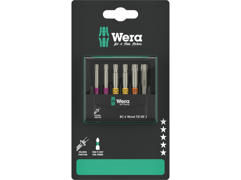 WERA Bit-Check 6 Wood TX HF 1 SB, 6 DELE