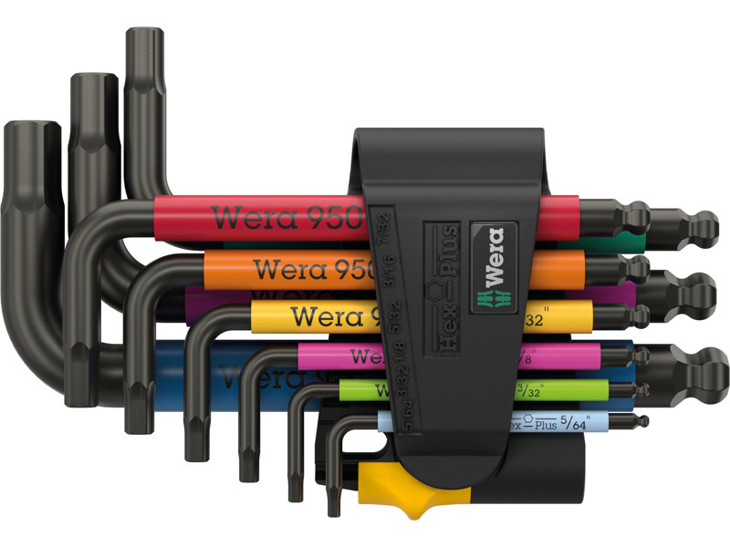 WERA VINKELNØGLESÆT 950/9 Hex-Plus Multicolour Imperial 3, TOMMEMÅL, BLACKLASER, 9 DELE