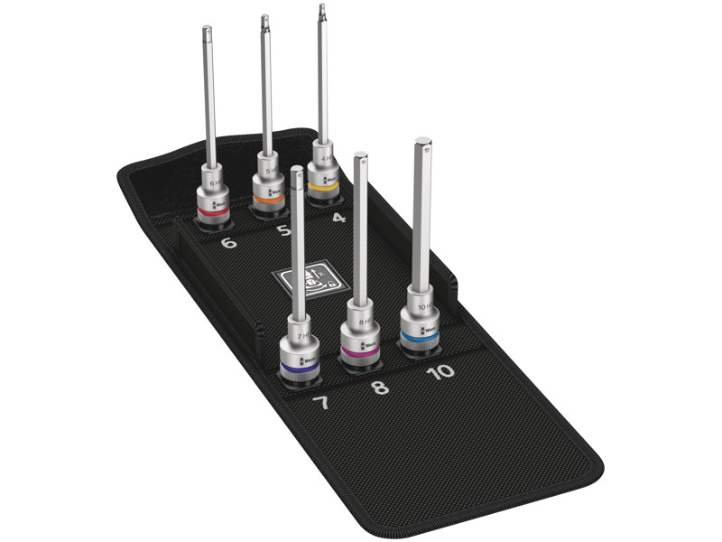 WERA ZYKLOP BIT-TOP-SÆT INDVENDIG SEKSKANT 8740 C HF 2, MED HOLDEFUNKTION, 6 DELE