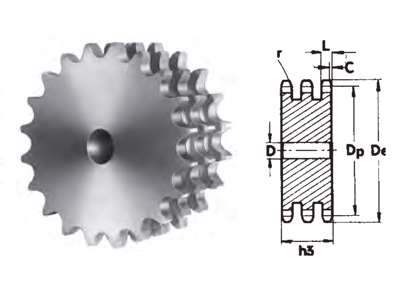 TRIPLEX PLATE WHEEL FOR 15.875X9.65 TEETH=08