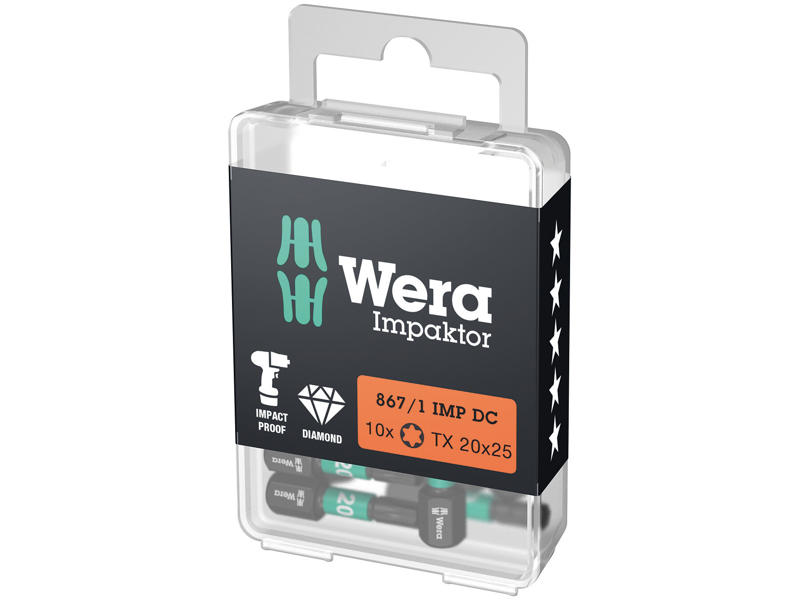 WERA IMPAKTOR BITS 867/1 IMP DC TORX® DIY, TX 20 X 25 MM, 10 DELE
