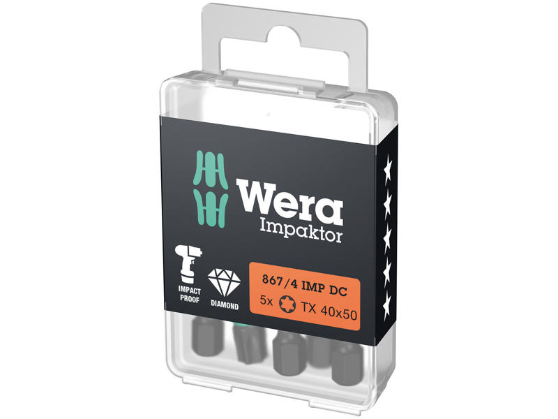 WERA IMPAKTOR BITS 867/4 IMP DC TORX® DIY, TX 40 X 50 MM, 5 DELE