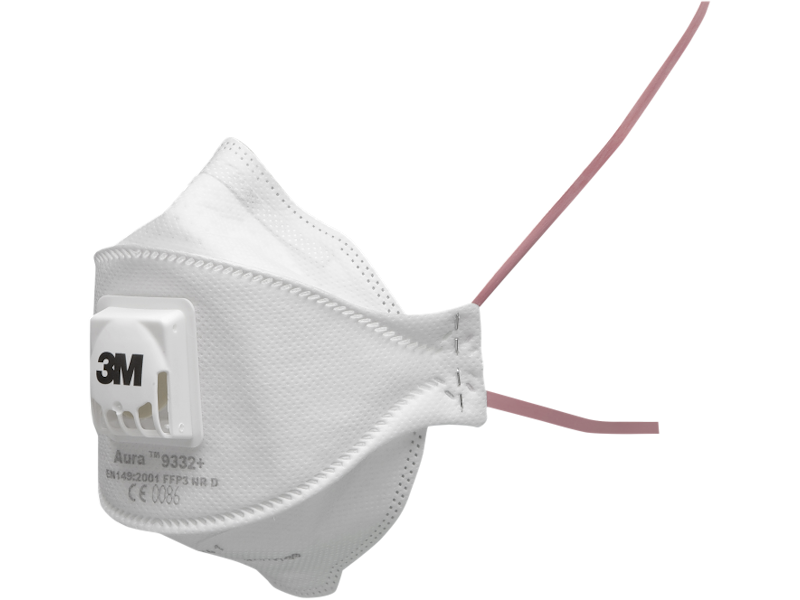 3M AURA STØVMASKE 9332+SP FFP3 M/VENTIL, 5STK