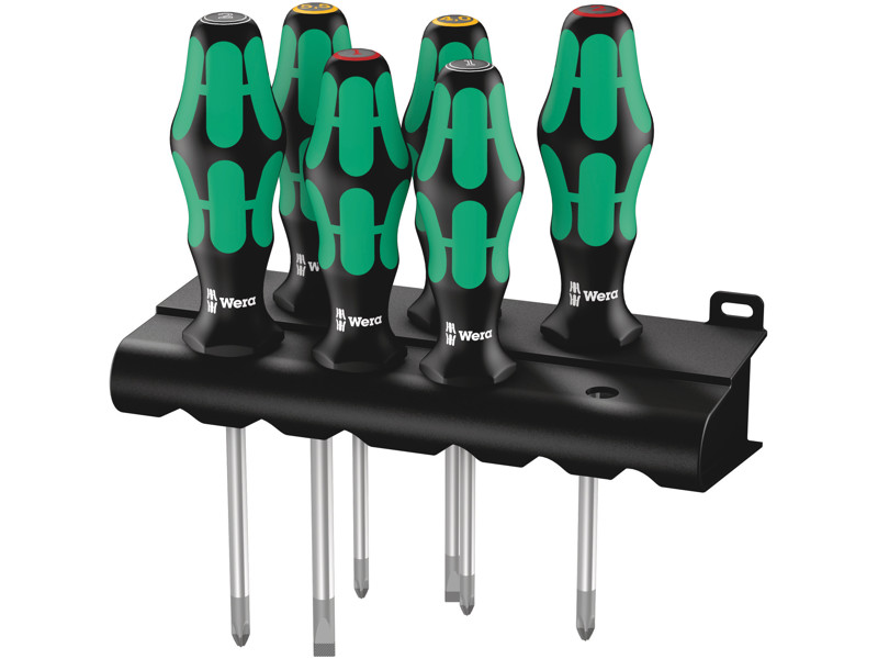 WERA SKRUETRÆKKERSÆT KRAFTFORM PLUS LASERTIP + RACK 335/350/355/6, 6 DELE