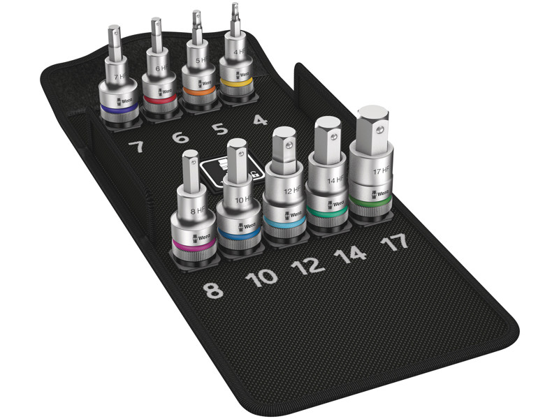 WERA ZYKLOP BIT-TOP-SÆT INDVENDIG SEKSKANT 8740 C HF 1, MED HOLDEFUNKTION, 9 DELE