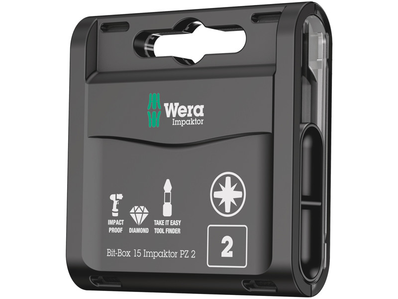WERA Bit-Box 15 Impaktor PZ, PZ 2 X 25 MM, 15 DELE