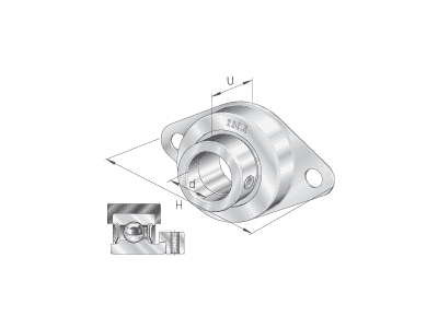 INA RCSMF12-XL FLANGED HOUSING UNIT - 2 BOLTS