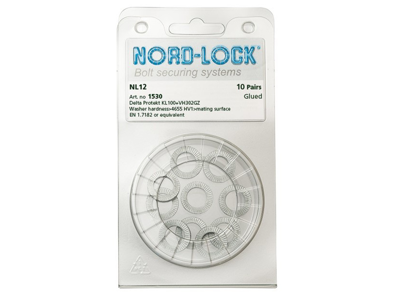 NORDLOCK SKIVE I BLISTER 10 PAR 12MM M/LIM