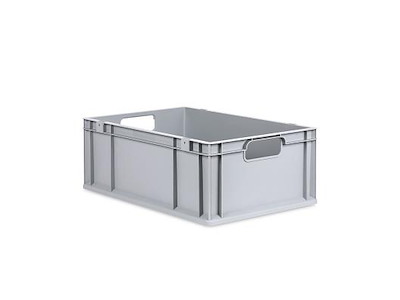 DIESELLA LAGERKASSE GRÅ PLAST 600x400x220 MM, ÅBNE GREB