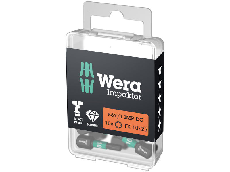WERA IMPAKTOR BITS 867/1 IMP DC TORX® DIY, TX 10 X 25 MM, 10 DELE