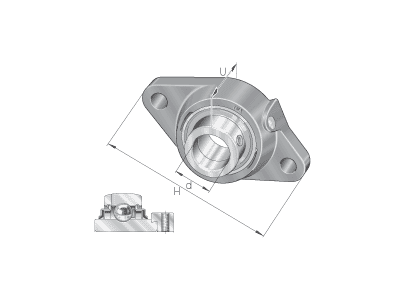 INA RCJTZ20-XL HOUSING AND BEARING - 2 BOLTS