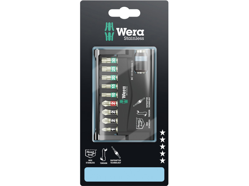 WERA Bit-Check 10 Stainless 1 SB, 10 DELE