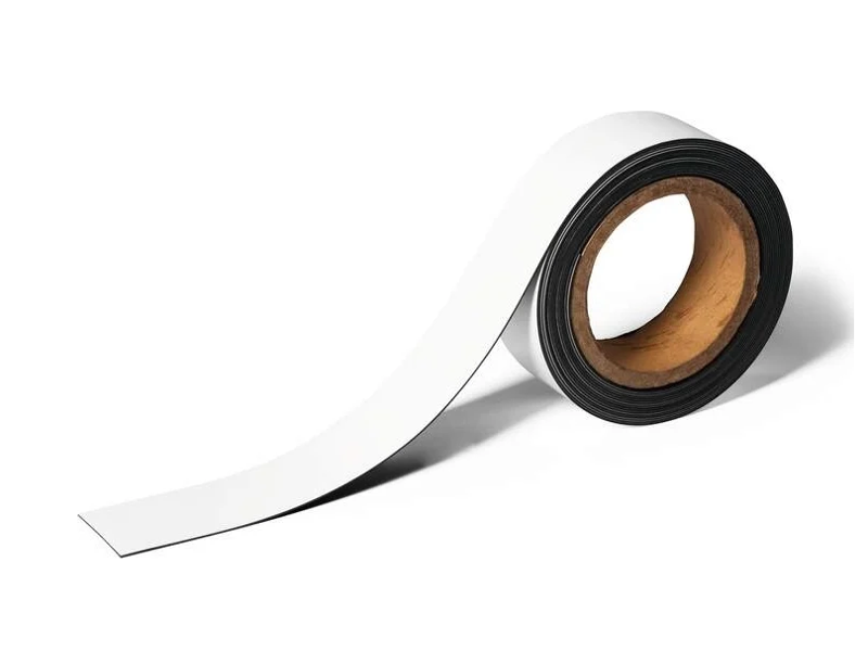 MAGNETTAPE/BÅND 40MM HVID PÅ EN SIDE 1 RULLE A 5 MTR