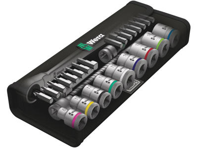 WERA ZYKLOP METAL-SKRALDESÆT 8100 SB 8, OMSKIFTERGREB, 3/8"-TILSLUTNING, METRISK, 29 DELE