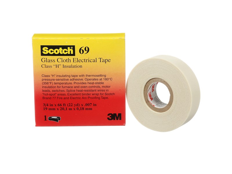 3M GLASFIBER TAPE M/SILICONE GUMMILIM 12MM X 33M X 0,18MM
