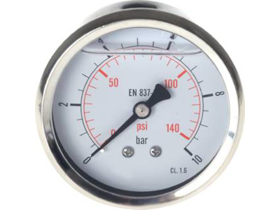 MANOMETER 0 - 1.6 BAR 63MM  BAGUDVENDT 1/4"RG M/GLYCERIN