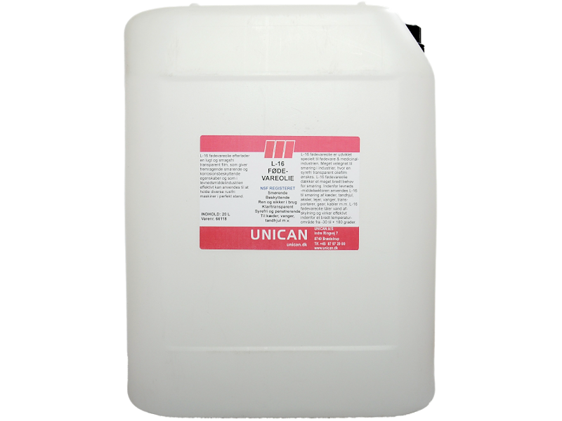 UNICAN L16 FØDEVAREOLIE 20 LTR