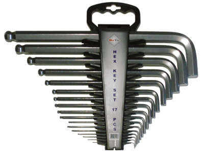 BATO 31017 UNBRAKONØGLESÆT M/KUGLE 17 DELE - 1.3-19MM - BLANK - EKSTRA LANG