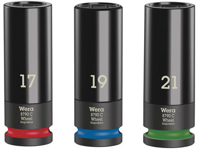 WERA TOPNØGLEINDSATS-SÆT Wheel Impaktor C Set 1, 1/2"-TILSLUTNING, 3 DELE