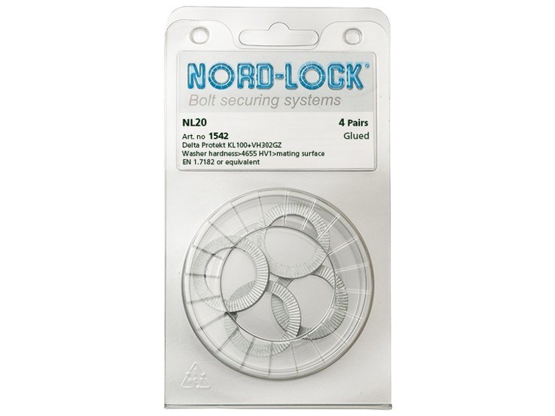 NORDLOCK SKIVE I BLISTER 4 PAR 20MM M/LIM