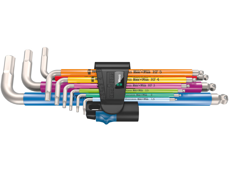 WERA VINKELNØGLESÆT 3950/9 Hex-Plus Multicolour HF 1, METRISK, RUSTFRI STÅL, 9 DELE