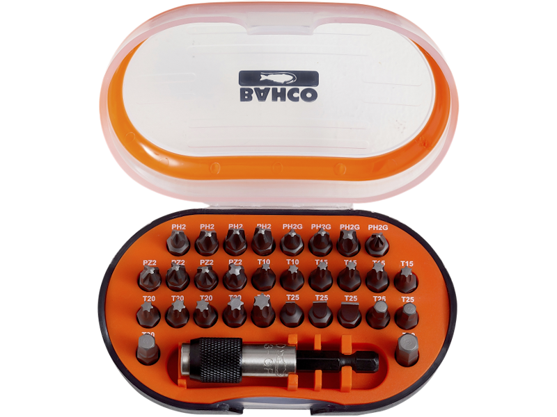 BAHCO BITSSÆT 31 DELE M/FARVEKODER OG TORSION BITSHOLDER