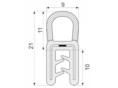 KANTLISTE M/STÅLINDLÆG F/1-2.5MM PL SORT PVC MED VULK AF SVAMPEGUMMI