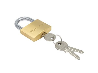 DIESELLA HÆNGELÅS 50MM, MESSINGHUS/STÅLBØJLE, 3 NØGLER