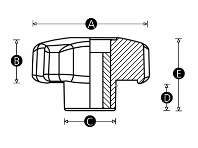 RENCOL 10822X THROUGH THREAD LOBE KNOB