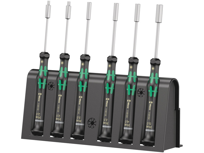 WERA ELEKTRONIK-SKRUETRÆKKERSÆT + RACK 2069/6, 6 DELE