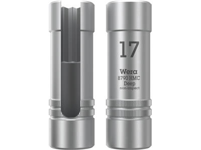 WERA 8790 HMC DEEP TOPNØGLEINDSATS MED UDSKÆRING PÅ SKAFTET, MED 1/2"-TILSLUTNING, 17 X 76 MM