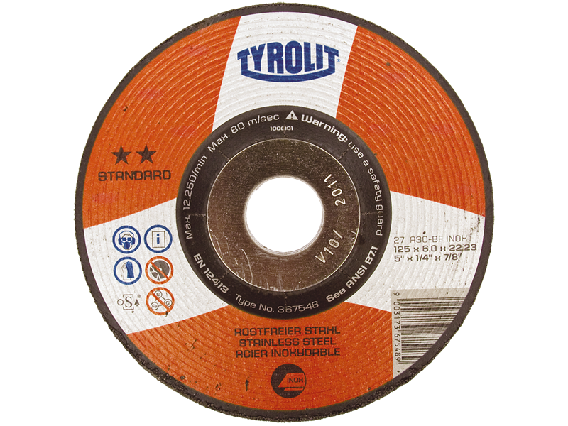 SLIBESKIVE 125X6X22,2 INOX FORK. SKRUBSKIVE