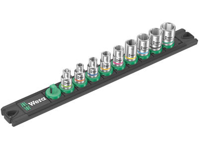 WERA TOP-MAGNETLISTE A 4 ZYKLOP TOPNØGLEINDSATS-SÆT Socket Rail A 4, 1/4"-TILSLUTNING, 9 DELE