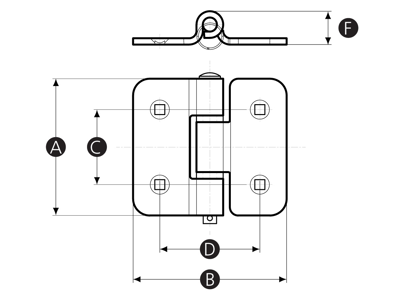 RENCOL 15431Q POLISHED METAL HINGE