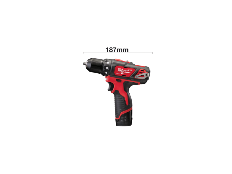 MILWAUKEE BOREMASKINE M12 BDD-202C BOREPATRON 2 X 2.0AH BATT + LADER UDGÅET