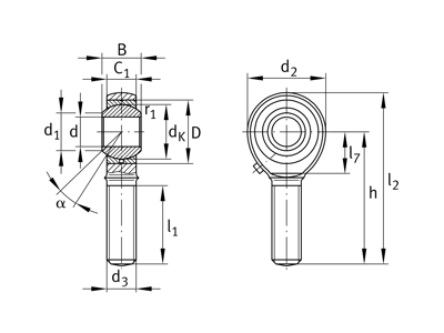 INA GAKL14-PB-A LEDSTANGSHOVED UDV. GEV. LINKS