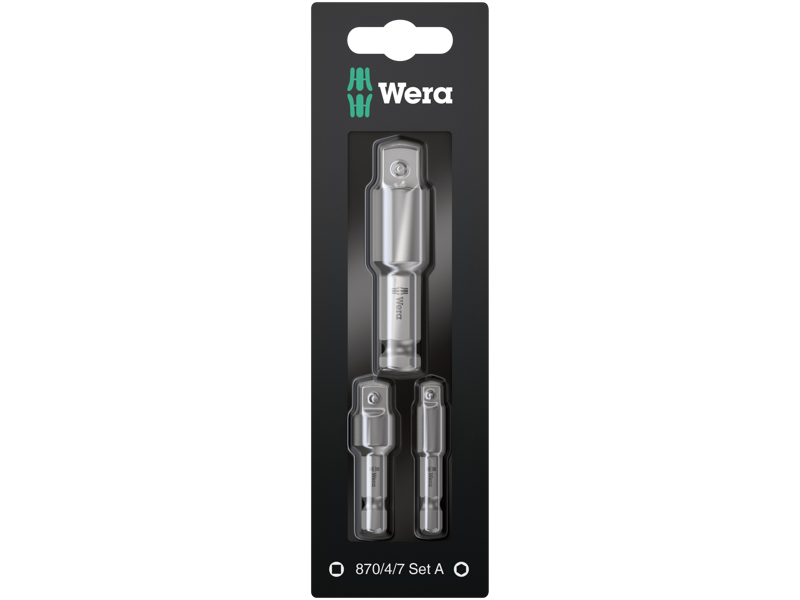 WERA ADAPTERSÆT 870/4/7 SET A 1/4"X50, 3/8"X50 & 1/2"X75