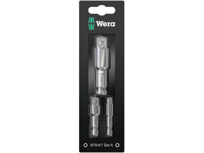 WERA ADAPTERSÆT 870/4/7 SET A 1/4"X50, 3/8"X50 & 1/2"X75
